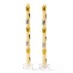 MacKenzie-Childs Butterfly Silver Gold Dinner Candles, Set of 2| Spring|Candles & Fragrances