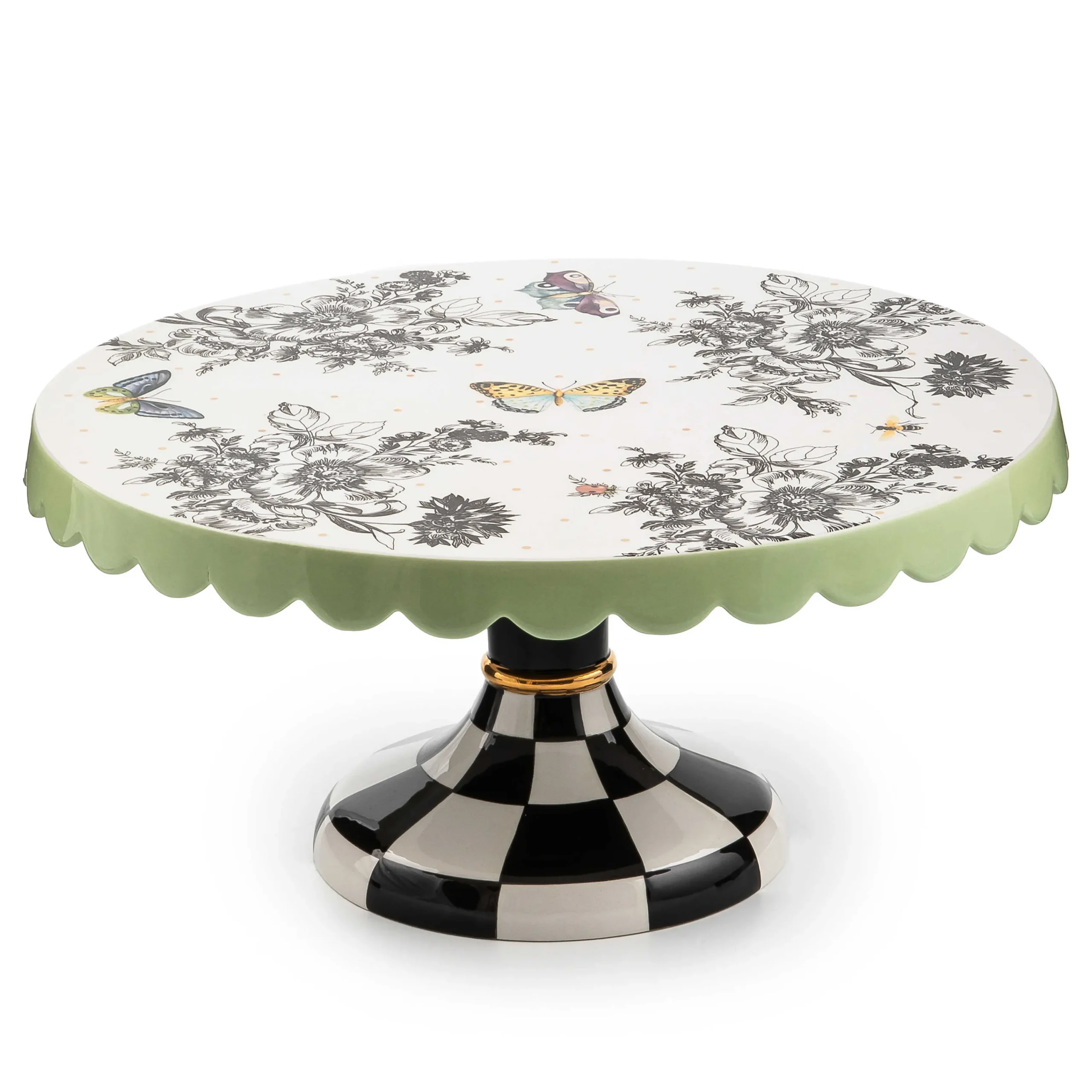 MacKenzie-Childs Butterfly Toile Large Pedestal Platter| Serveware