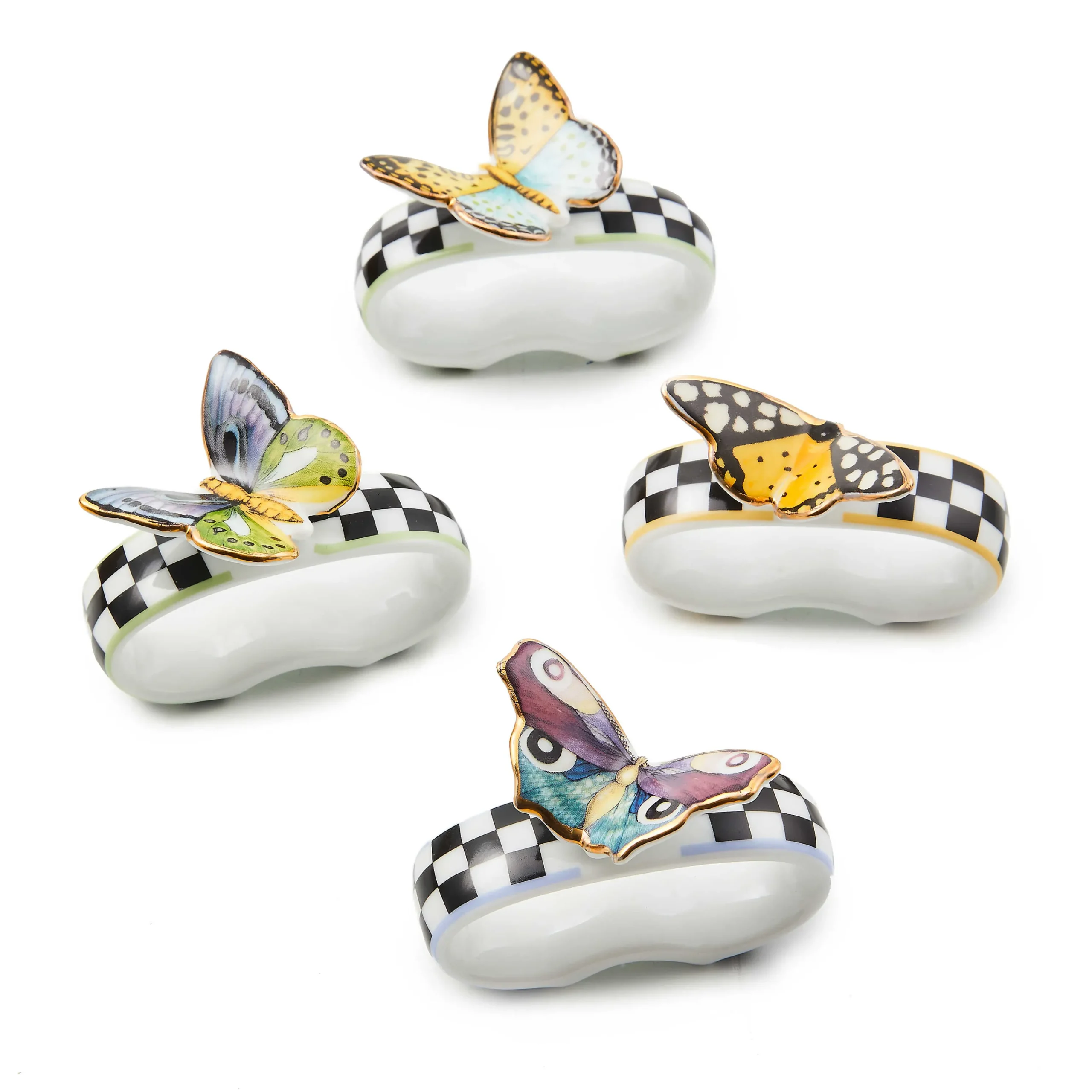 MacKenzie-Childs Butterfly Toile Napkin Rings, Set of 4| Spring|Table Accessories