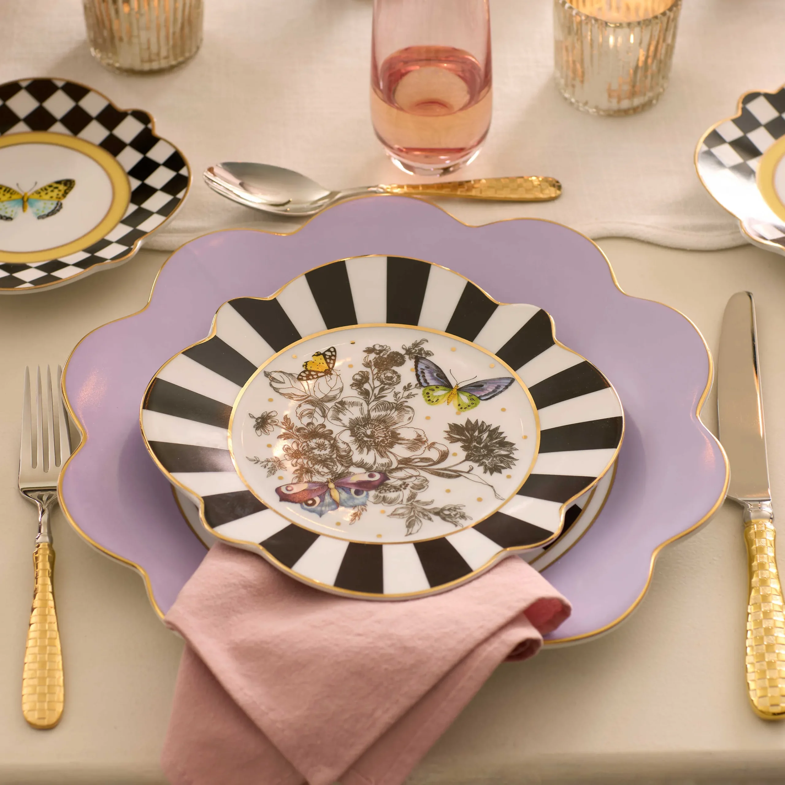 MacKenzie-Childs Butterfly Toile Salad Plate| Spring|Dinnerware & Flatware