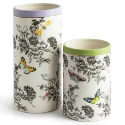 MacKenzie-Childs Butterfly Toile Short Vase| Spring|Room Accents