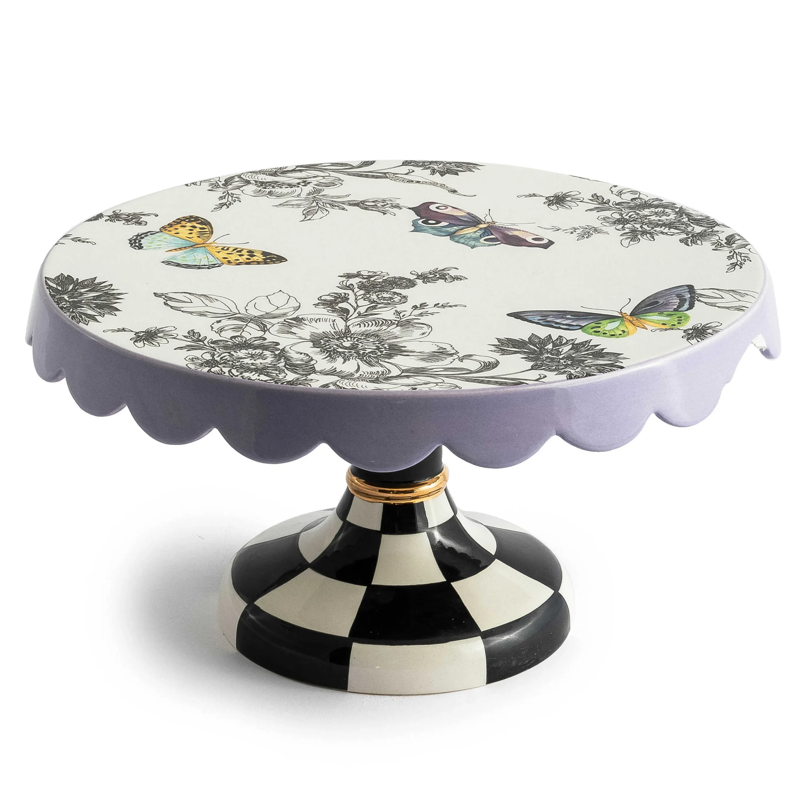 MacKenzie-Childs Butterfly Toile Small Pedestal Platter| Spring|Serveware