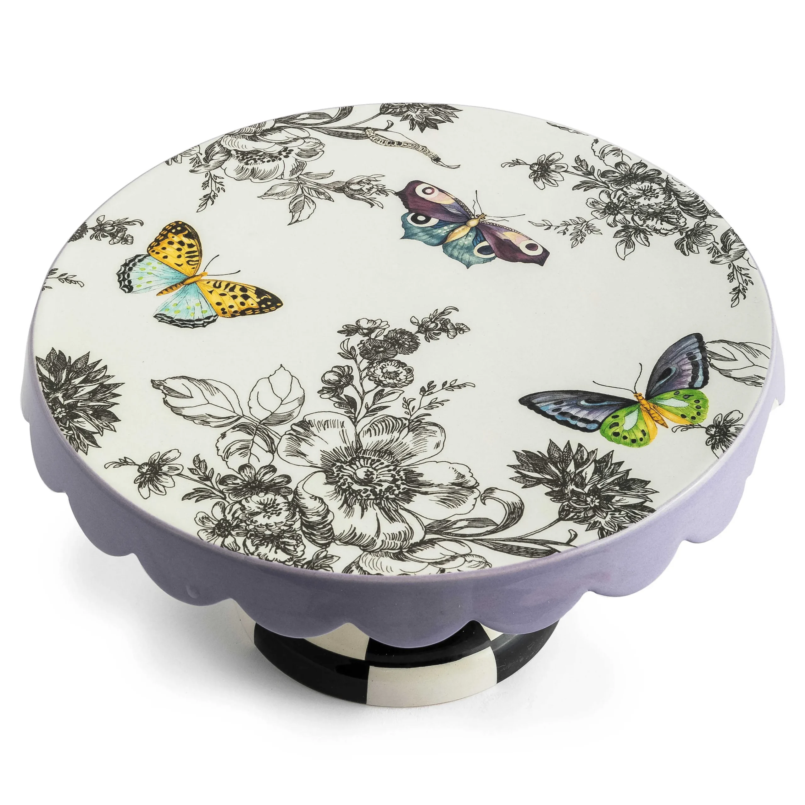 MacKenzie-Childs Butterfly Toile Small Pedestal Platter| Spring|Serveware