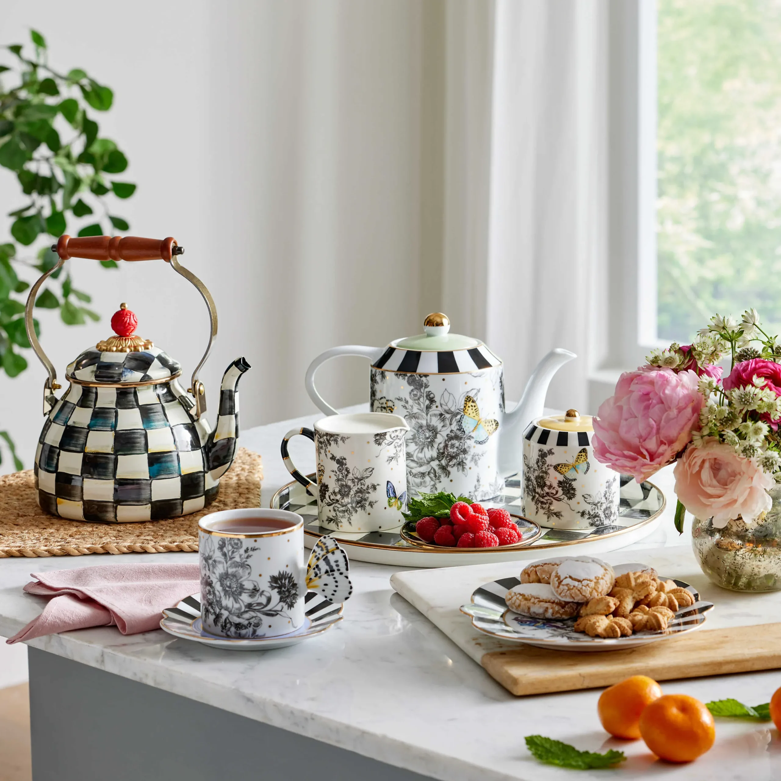 MacKenzie-Childs Butterfly Toile Teapot| Spring|Serveware
