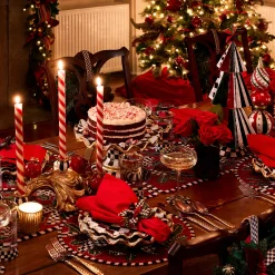 MacKenzie-Childs Candy Cane Dinner Candles, Set of 2| Holiday|Candles & Fragrances