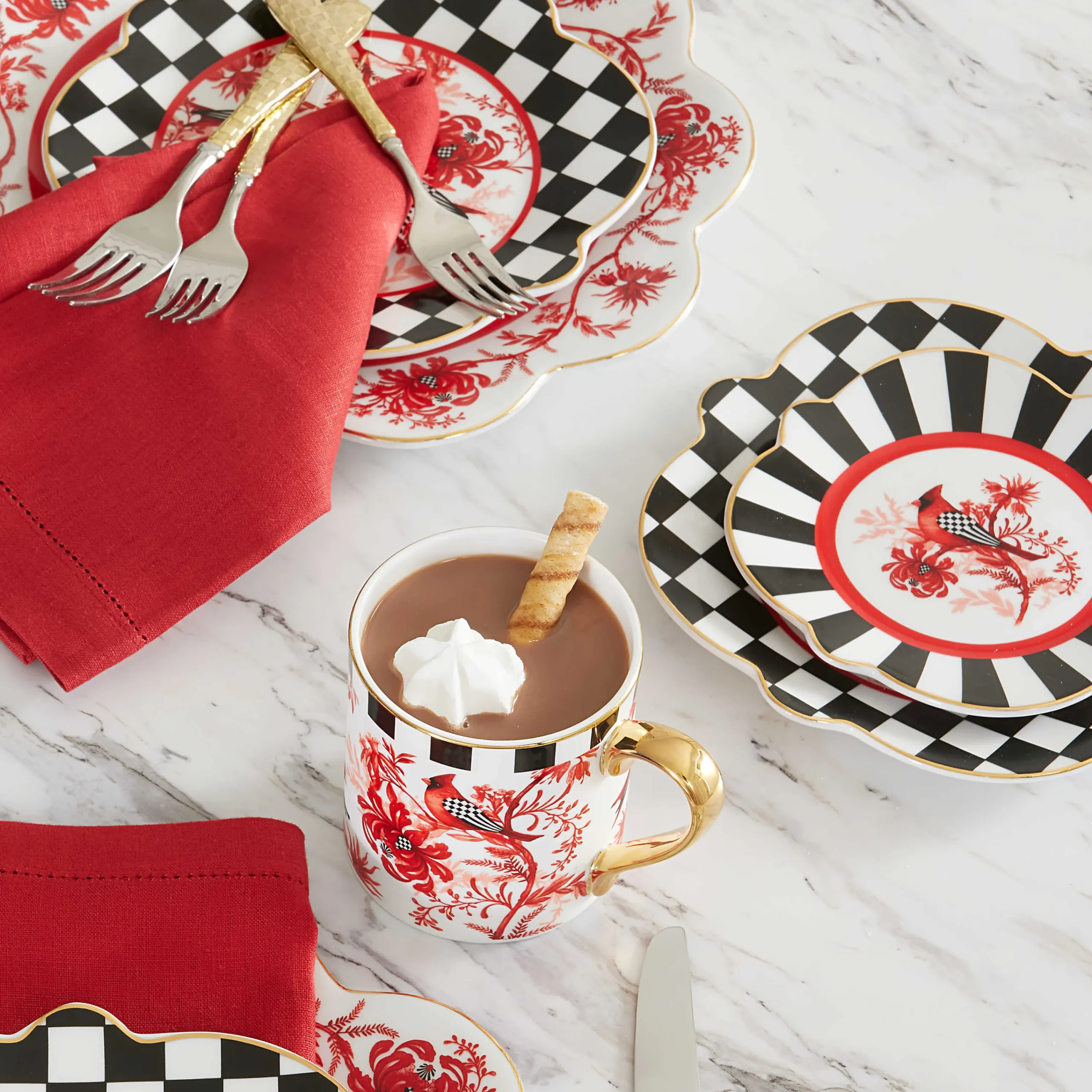 MacKenzie-Childs Cardinal Toile Bread Butter Plate| Holiday|Dinnerware & Flatware