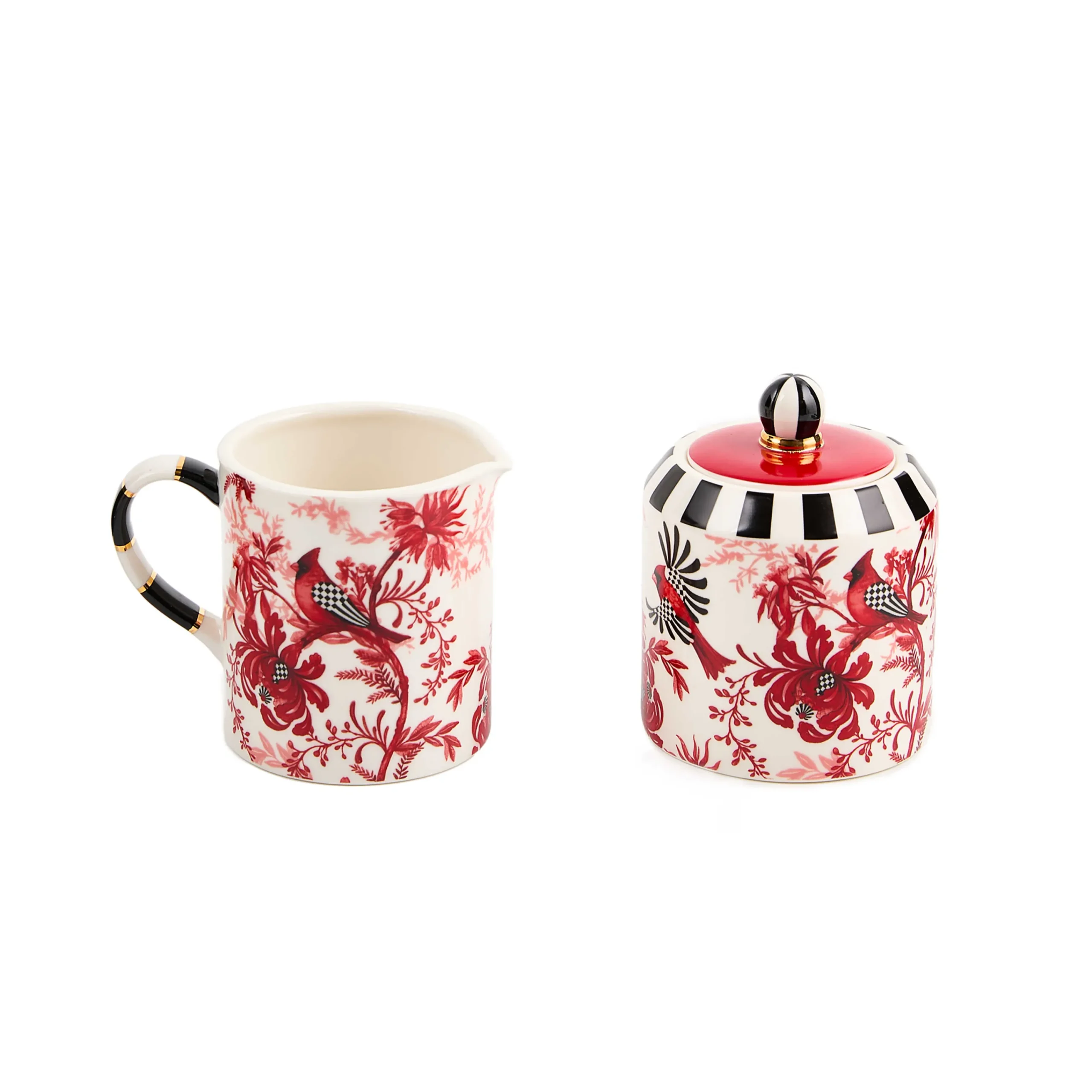 MacKenzie-Childs Cardinal Toile Creamer Sugar Set| Kitchen & Dining Sets|Serveware