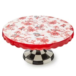 MacKenzie-Childs Cardinal Toile Large Pedestal Platter| Serveware