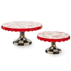 MacKenzie-Childs Cardinal Toile Large Pedestal Platter| Serveware