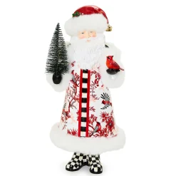 MacKenzie-Childs Cardinal Toile Santa with Cardinal| Holiday|Room Accents