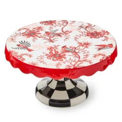MacKenzie-Childs Cardinal Toile Small Pedestal Platter| Serveware
