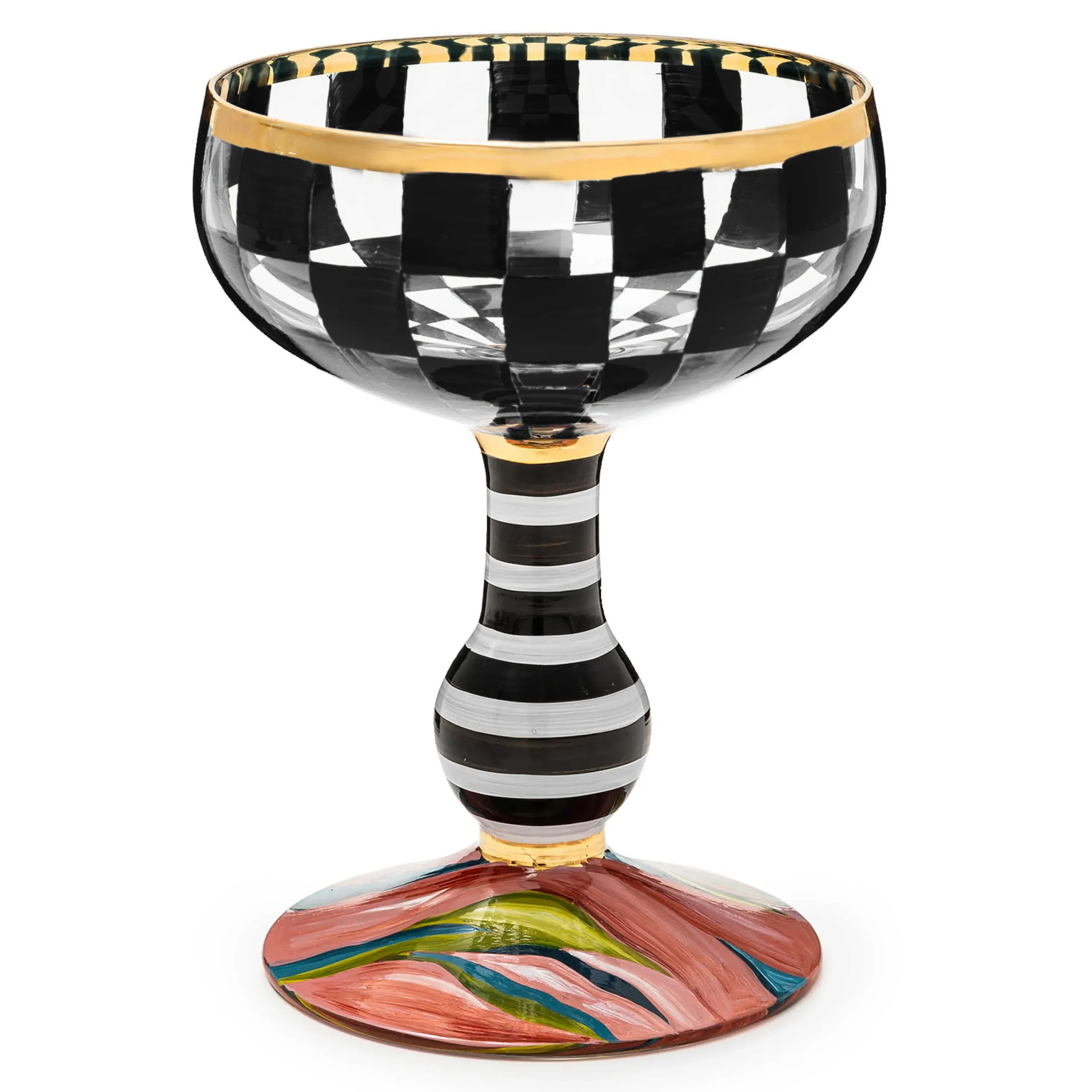 MacKenzie-Childs Carnival Black Coupe Glass| Fall Entertaining|Drinkware