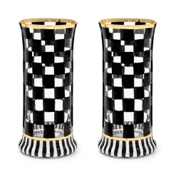 MacKenzie-Childs Carnival Black Highball Glass, Set of 2| Fall Entertaining|Drinkware