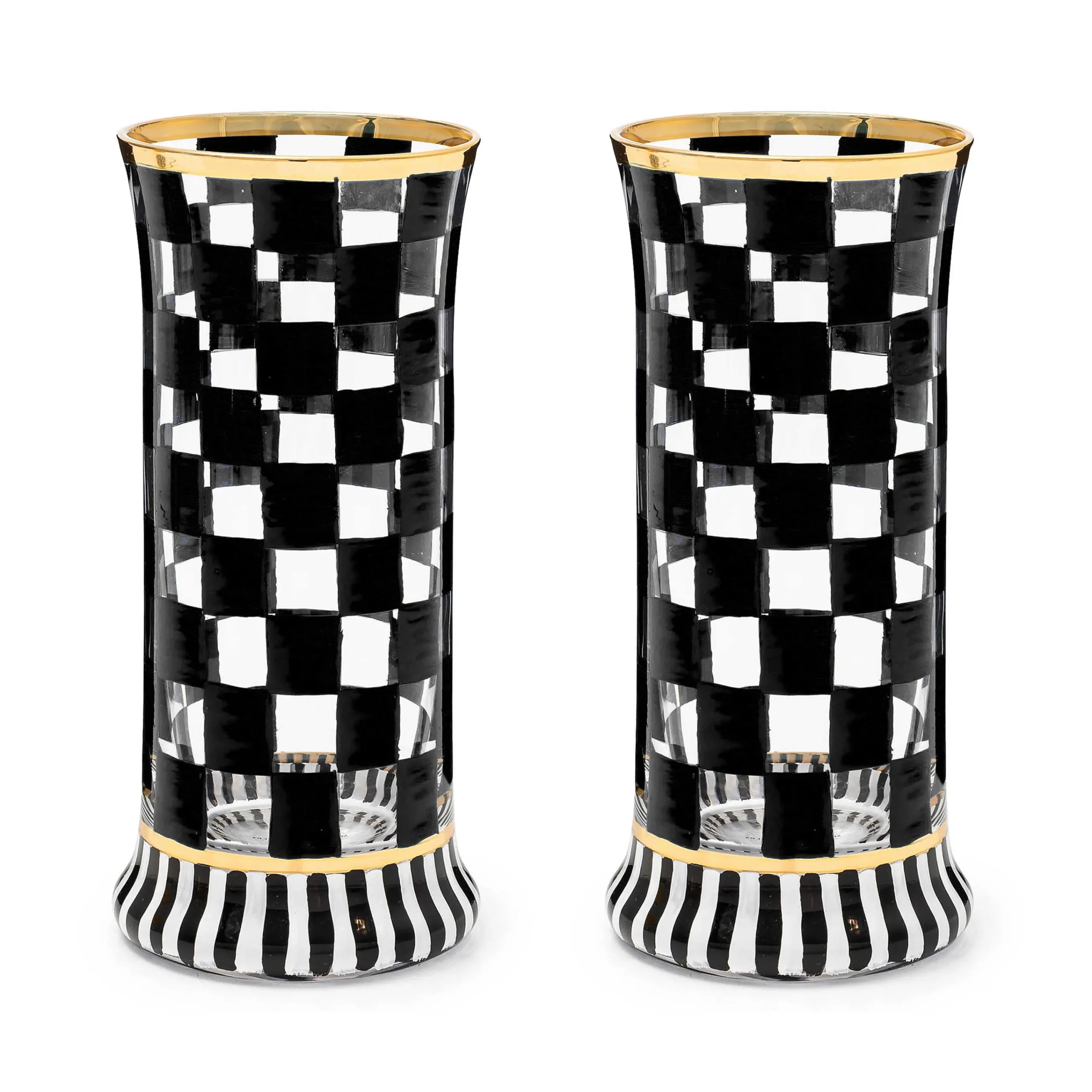 MacKenzie-Childs Carnival Black Highball Glass, Set of 2| Fall Entertaining|Drinkware