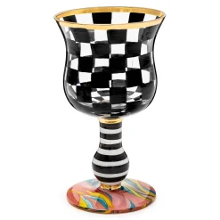 MacKenzie-Childs Carnival Black Wine Glass| Fall Entertaining|Drinkware