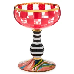 MacKenzie-Childs Carnival Fuchsia Coupe Glass| Spring|Drinkware