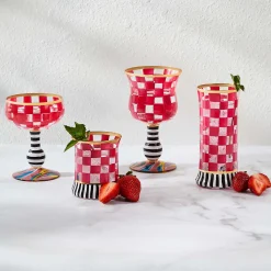 MacKenzie-Childs Carnival Fuchsia Coupe Glass| Spring|Drinkware