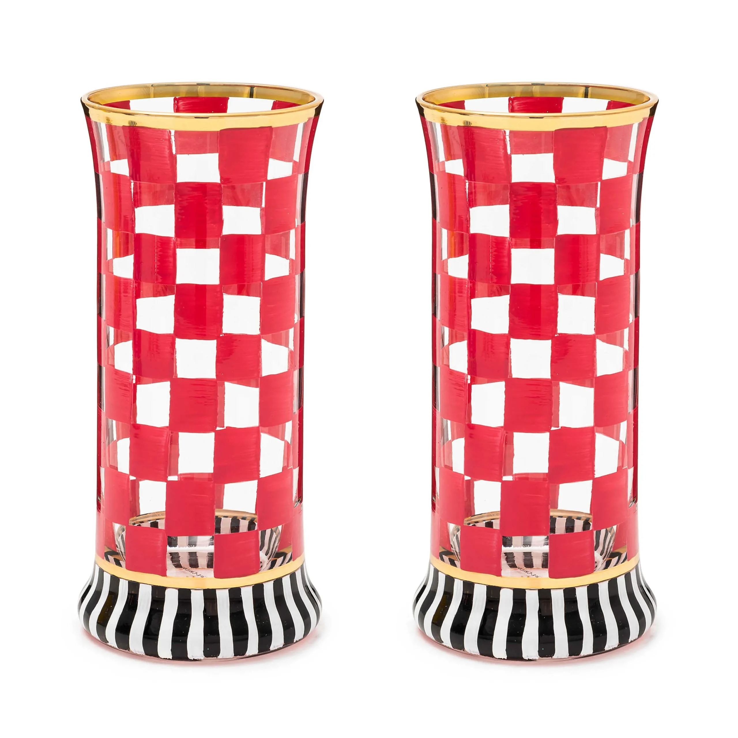 MacKenzie-Childs Carnival Fuchsia Highball Glass, Set of 2| Spring|Drinkware