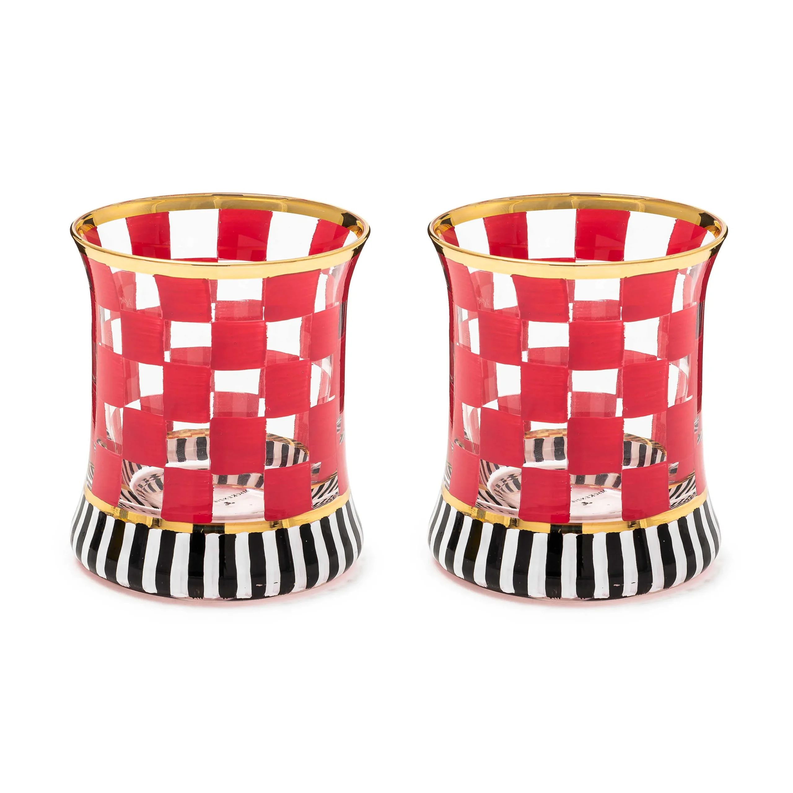 MacKenzie-Childs Carnival Fuchsia Tumbler Glass, Set of 2| Spring|Drinkware