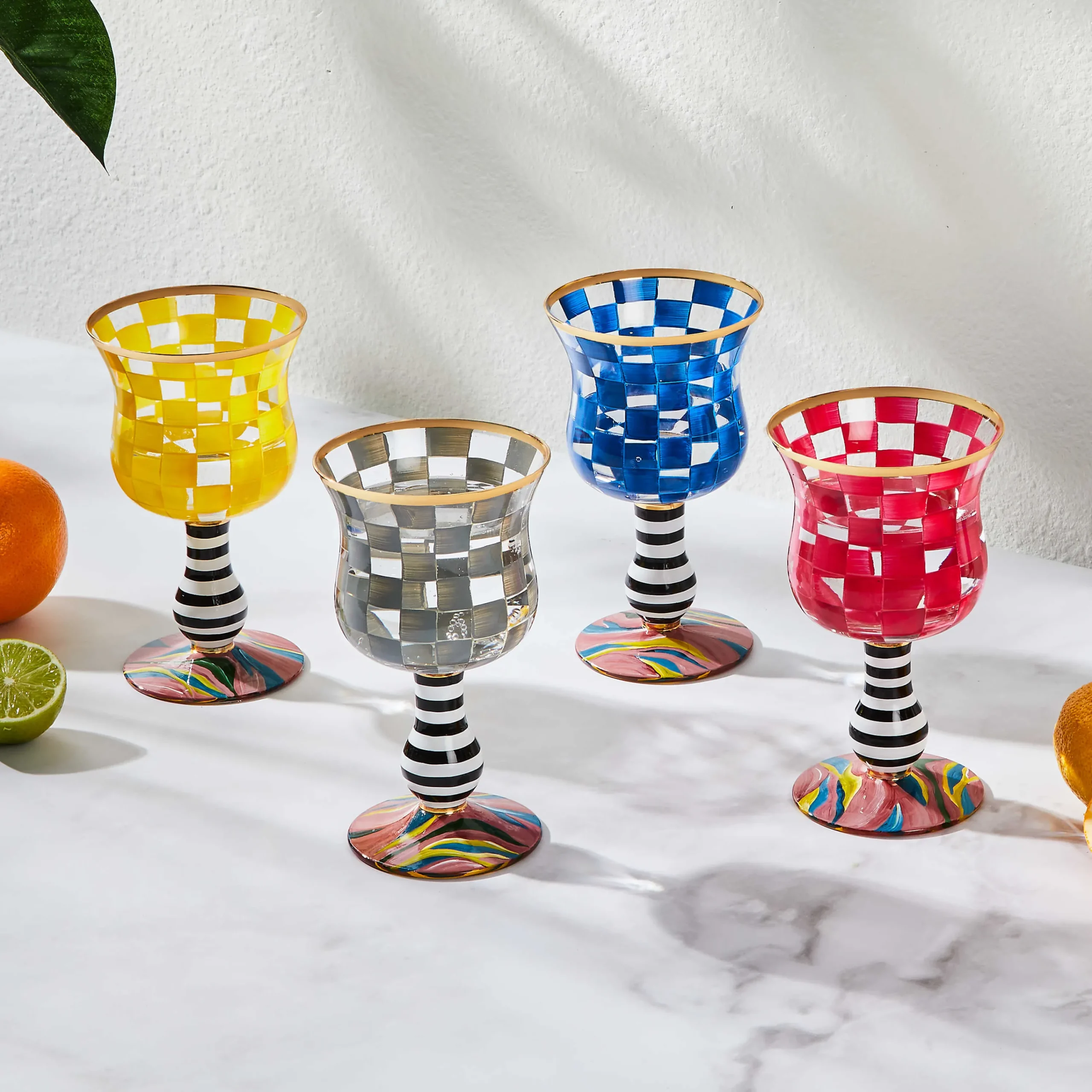 MacKenzie-Childs Carnival Fuchsia Wine Glass| Spring|Drinkware