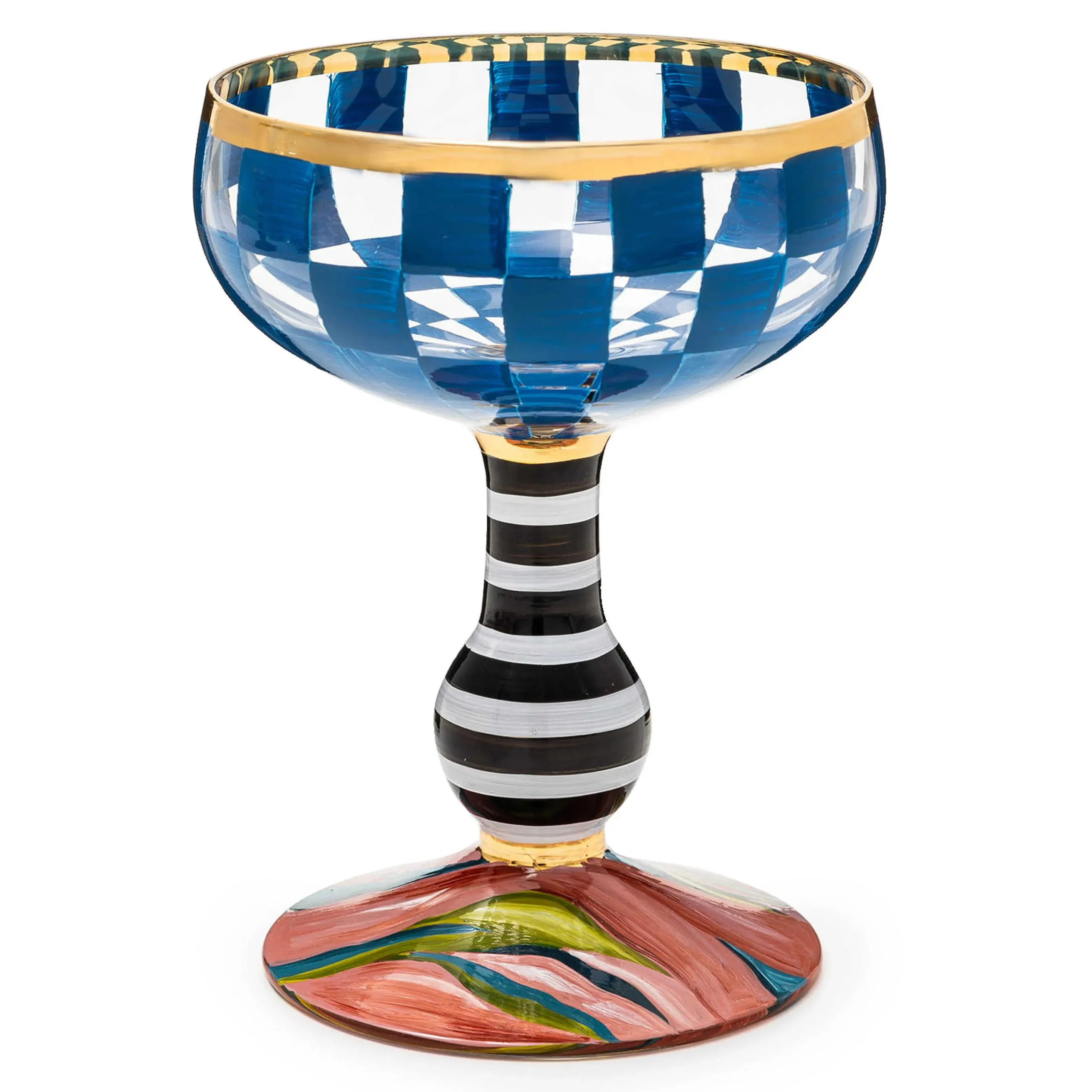 MacKenzie-Childs Carnival Royal Coupe Glass| Drinkware|Bar Entertaining