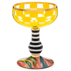 MacKenzie-Childs Carnival Yellow Coupe Glass| Easter|Spring
