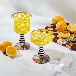MacKenzie-Childs Carnival Yellow Coupe Glass| Easter|Spring