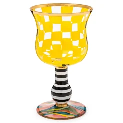 MacKenzie-Childs Carnival Yellow Wine Glass| Easter|Spring