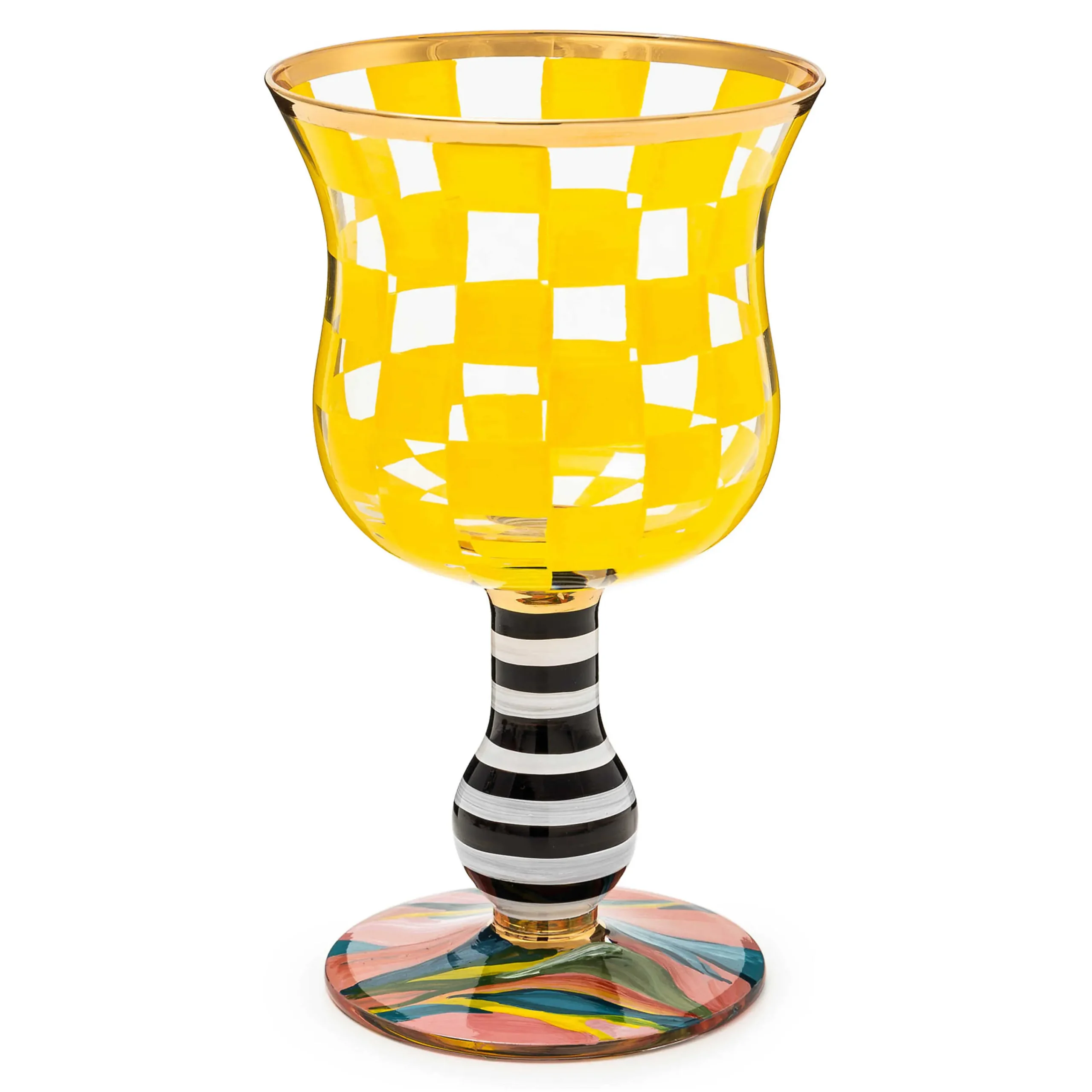 MacKenzie-Childs Carnival Yellow Wine Glass| Easter|Spring