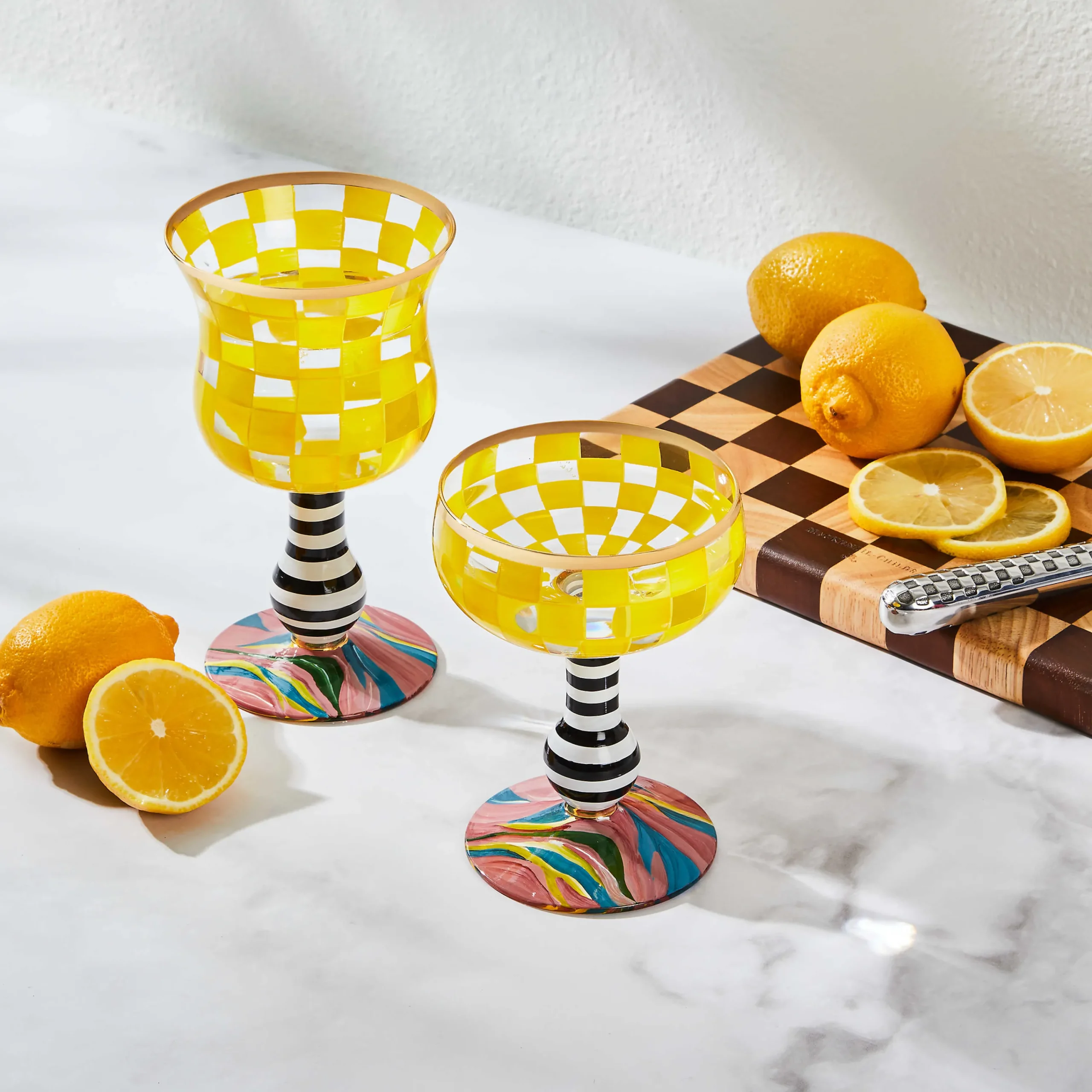 MacKenzie-Childs Carnival Yellow Wine Glass| Easter|Spring