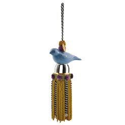 MacKenzie-Childs Cerulean Blue Ceramic Bird Tassel| Room Accents|Finishing Touches