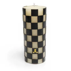 MacKenzie-Childs Check 6 Black Pillar Candle| Candles & Fragrances|Table Accessories