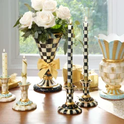 MacKenzie-Childs Check Black  Ivory Dinner Candles, Set of 2| Candles & Fragrances|Table Accessories