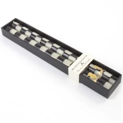 MacKenzie-Childs Check Black Ivory Dinner Candles, Set of 2| Candles & Fragrances|Table Accessories