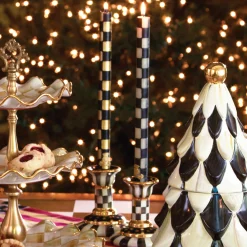 MacKenzie-Childs Check Black Ivory Dinner Candles, Set of 2| Candles & Fragrances|Table Accessories