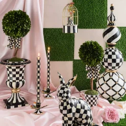 MacKenzie-Childs Check Black Ivory Dinner Candles, Set of 2| Candles & Fragrances|Table Accessories