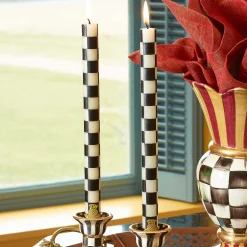 MacKenzie-Childs Check Black Ivory Dinner Candles, Set of 2| Candles & Fragrances|Table Accessories