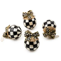 MacKenzie-Childs Check Capiz Ball Ornaments, Set of 4| Holiday