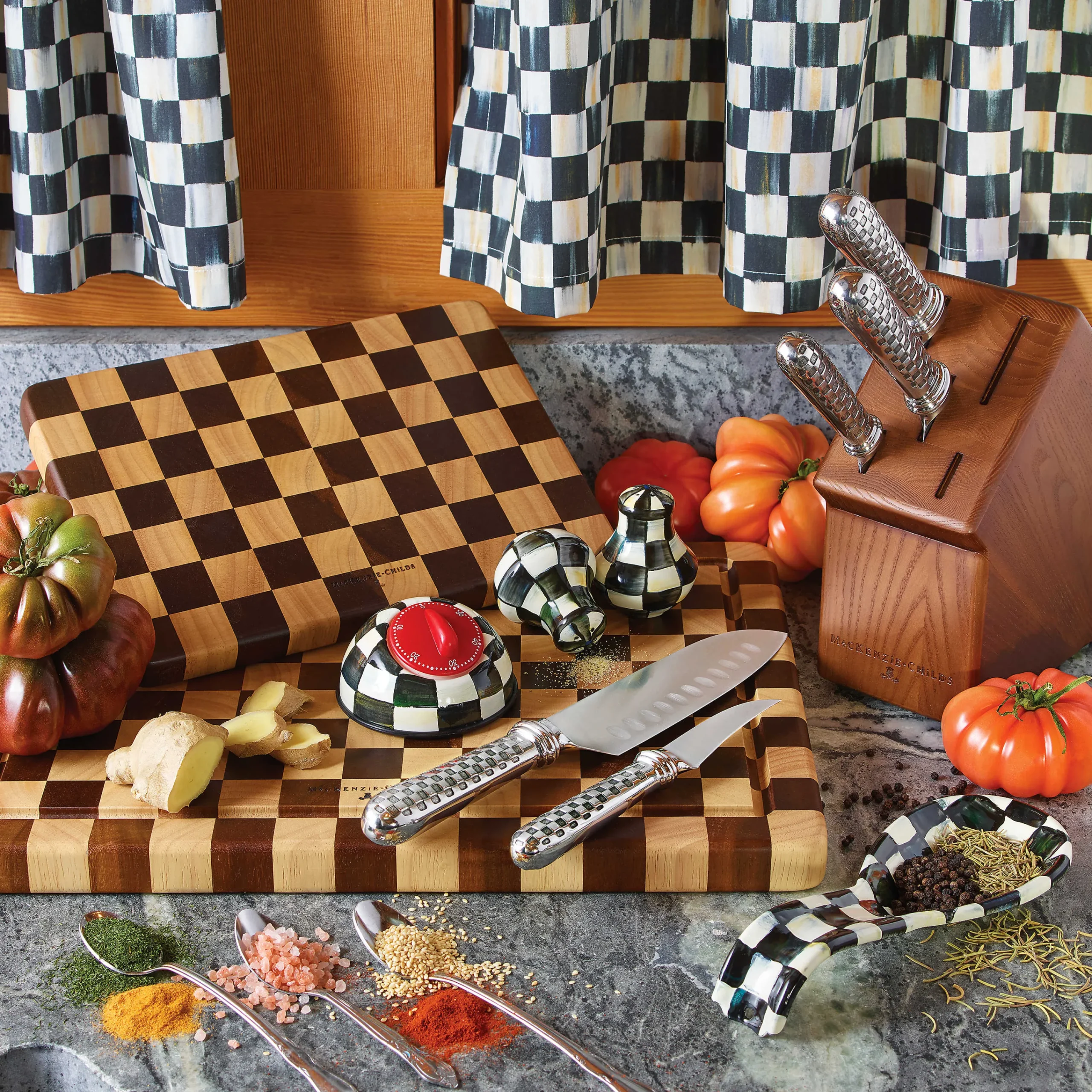 MacKenzie-Childs Check Chop Board| Kitchen Utensils & Tools|Bar Entertaining