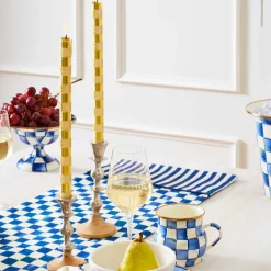 MacKenzie-Childs Check Gold Ivory Dinner Candles, Set of 2| Candles & Fragrances|Table Accessories