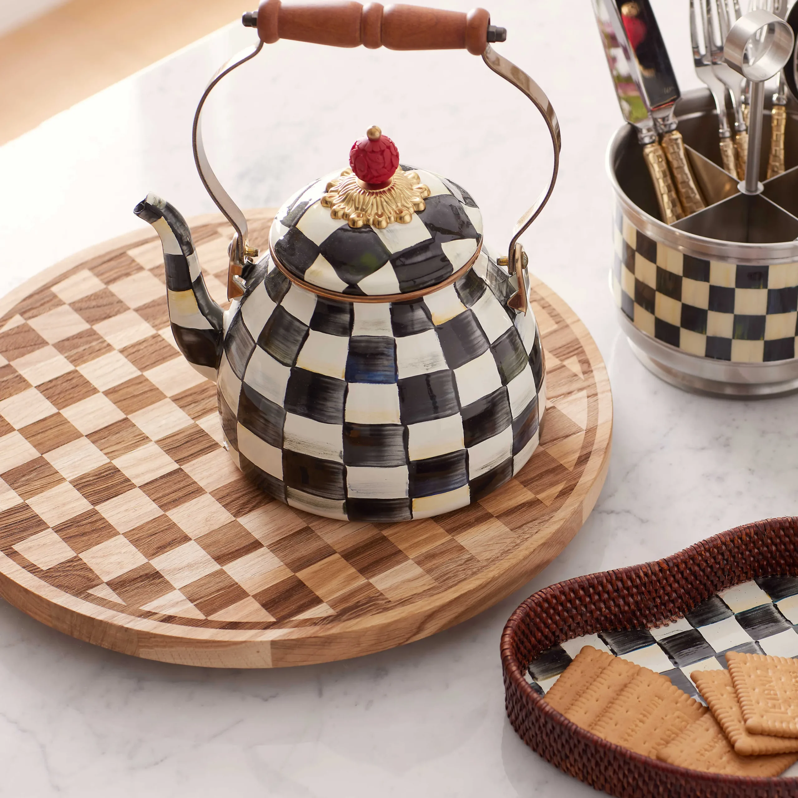 MacKenzie-Childs Check Lazy Susan| Bar Entertaining|Serveware