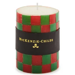 MacKenzie-Childs Check Red Green 4 Pillar Candle| Candles & Fragrances