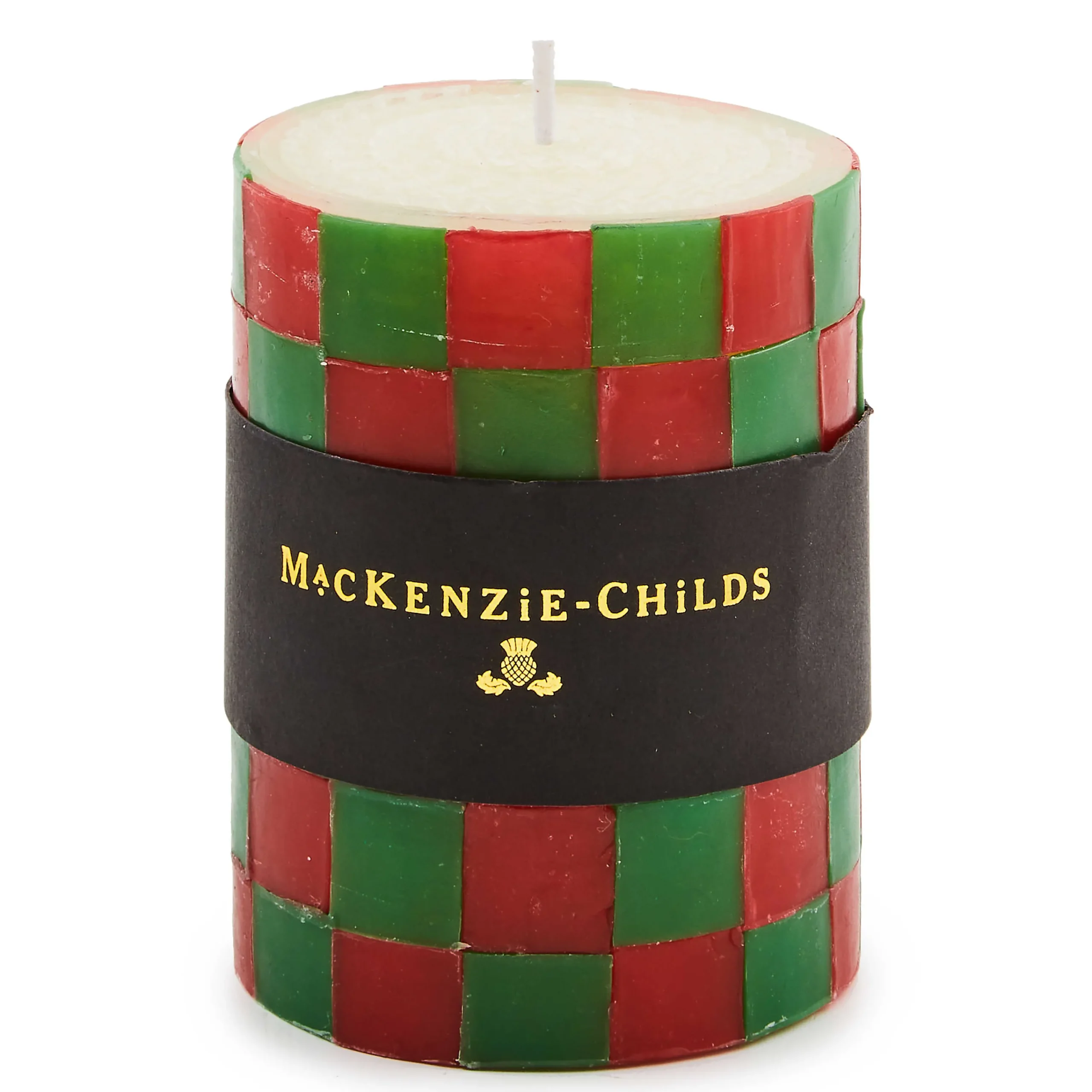MacKenzie-Childs Check Red Green 4 Pillar Candle| Candles & Fragrances