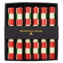 MacKenzie-Childs Check Red  Green Mini Dinner Candles, Set of 6| Holiday|Candles & Fragrances