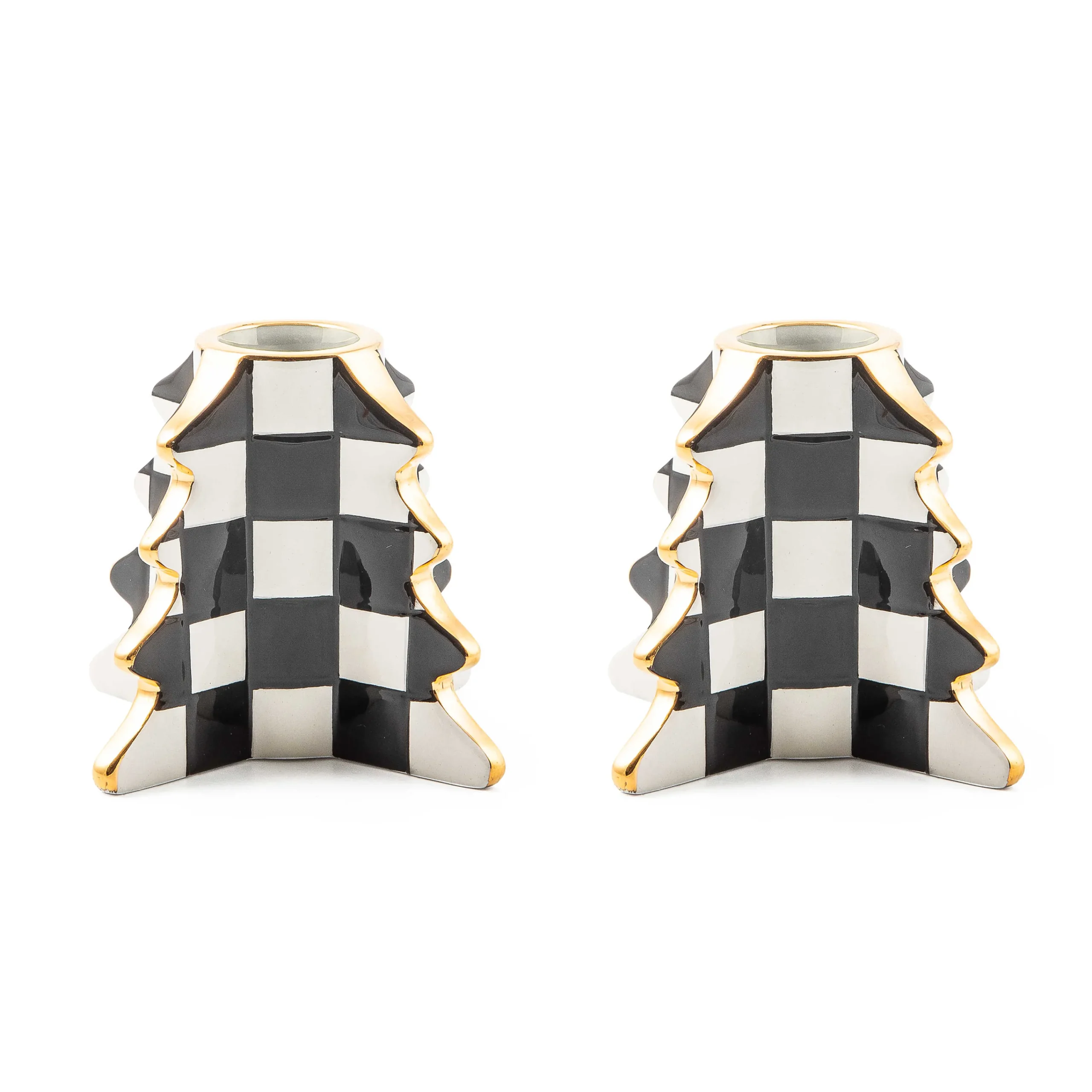 MacKenzie-Childs Check Tree Candle Holders, Set of 2| Holiday|Candles & Fragrances