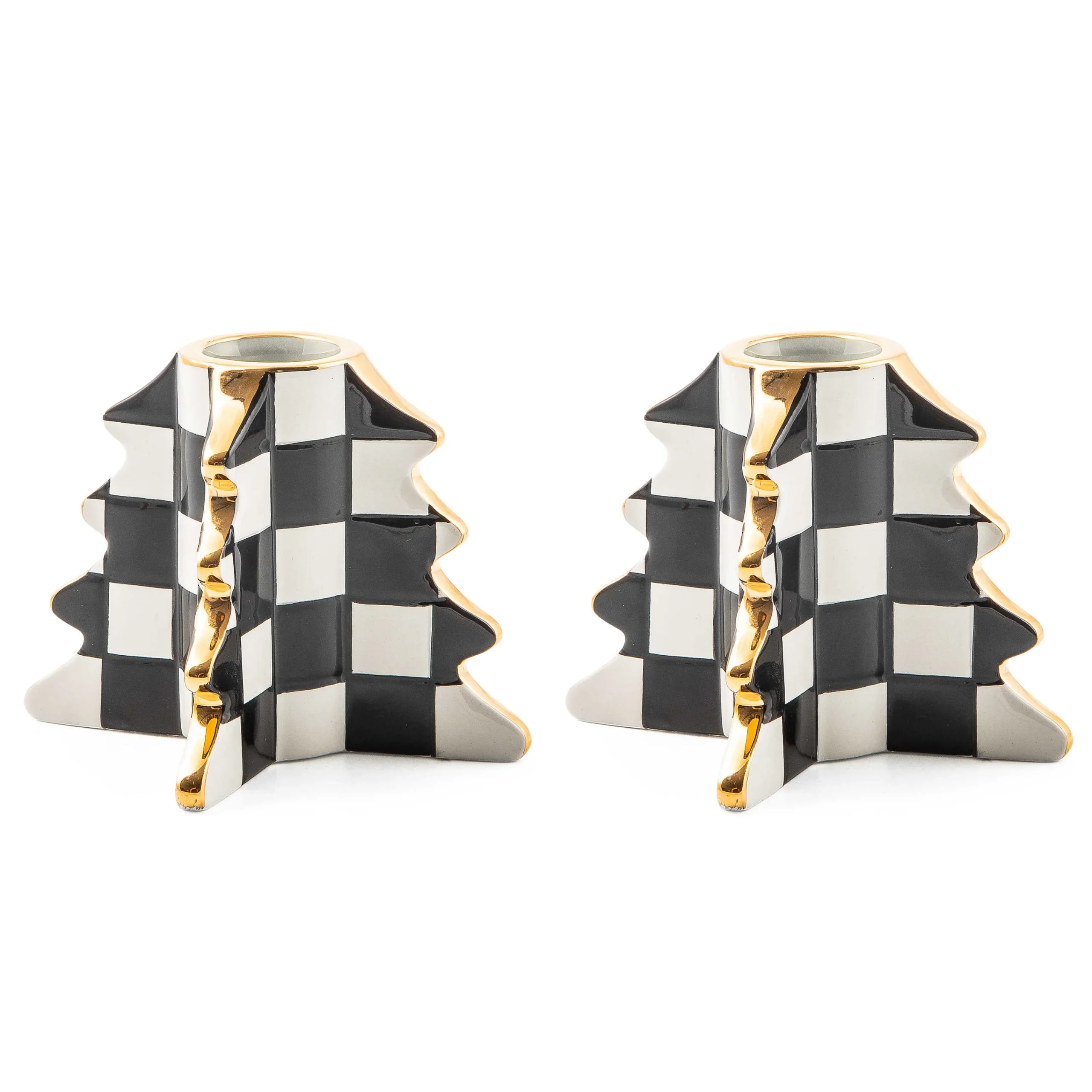 MacKenzie-Childs Check Tree Candle Holders, Set of 2| Holiday|Candles & Fragrances