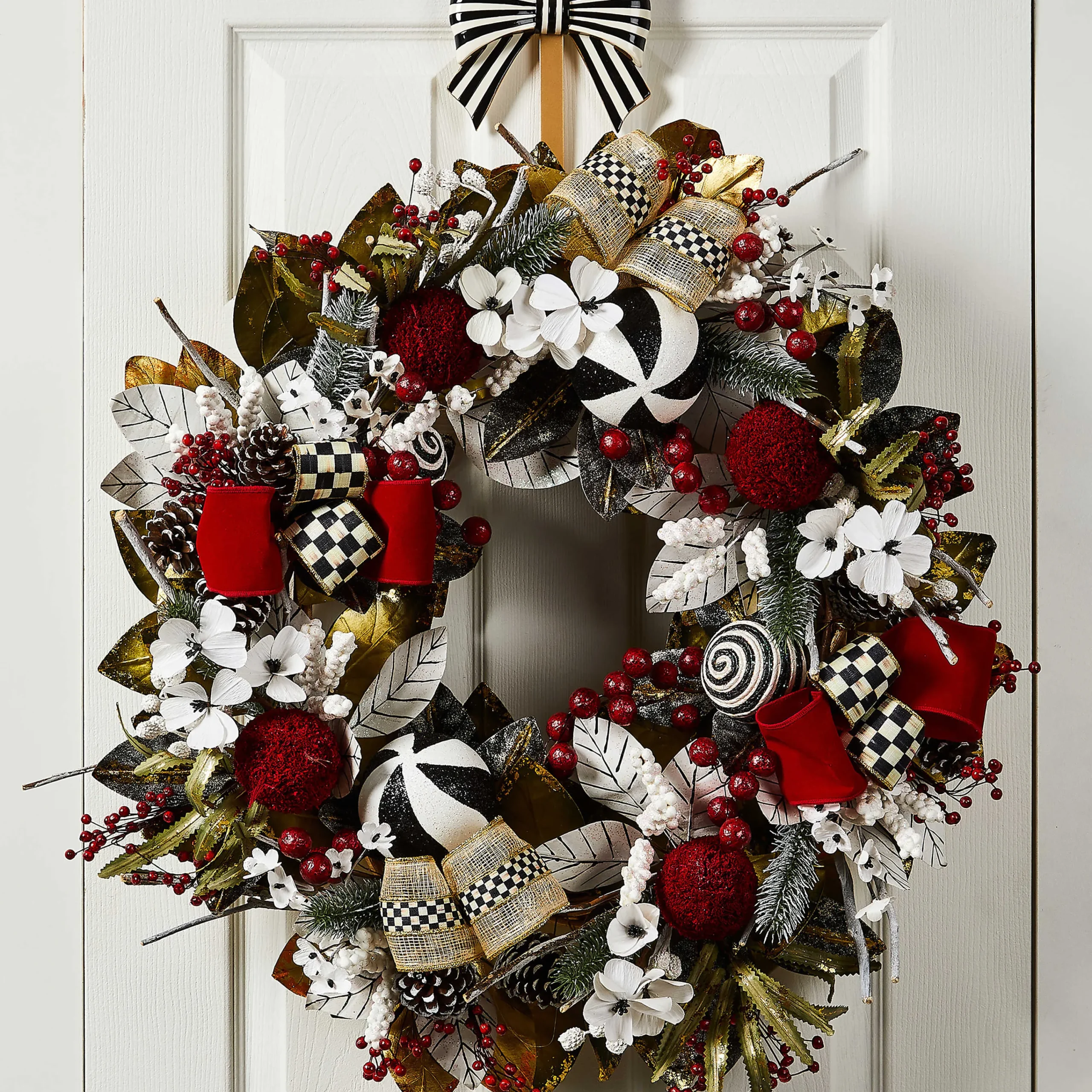 MacKenzie-Childs Checkmate Christmas Wreath| Holiday|Greenery & Florals