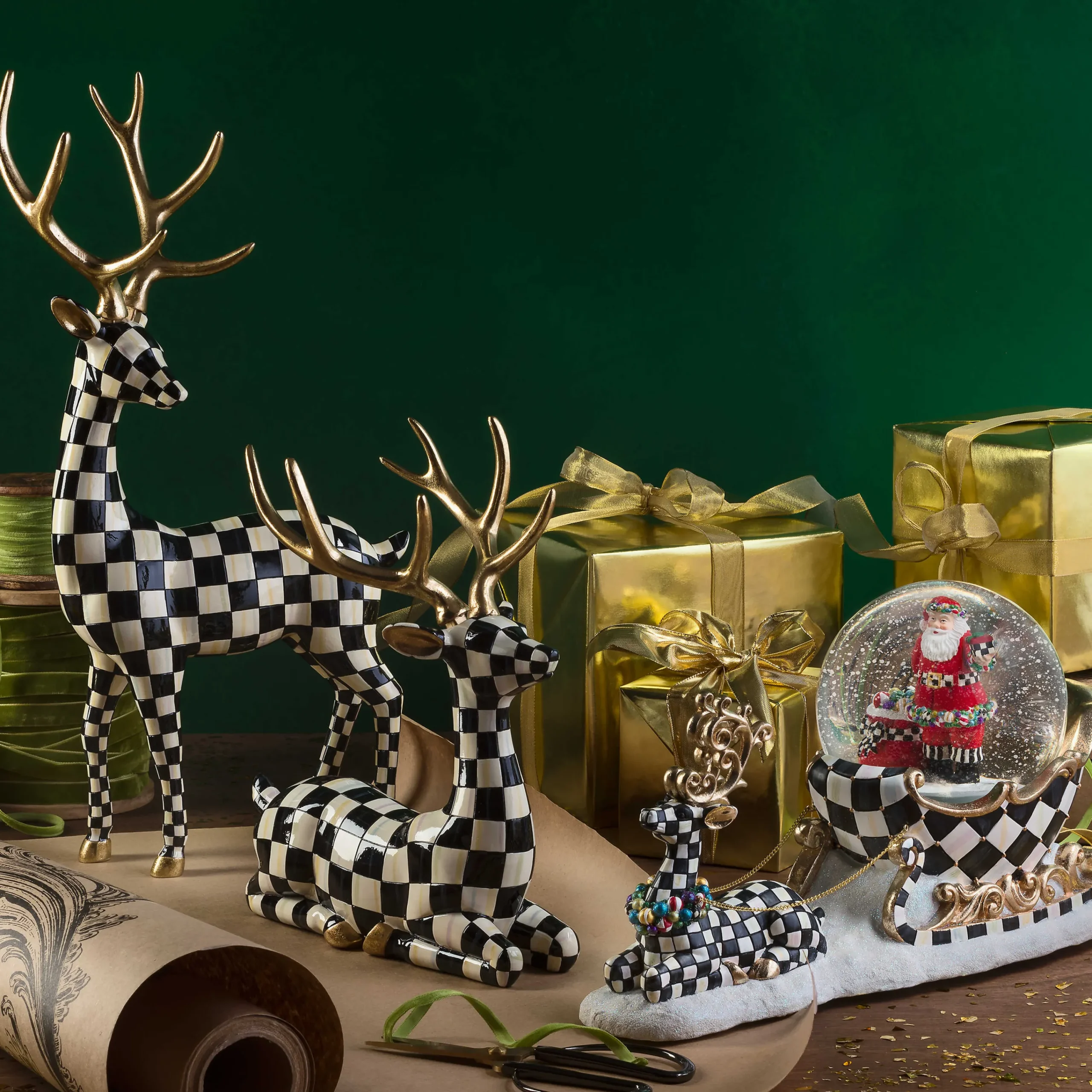 MacKenzie-Childs Checkmate Sitting Deer| Holiday|Room Accents