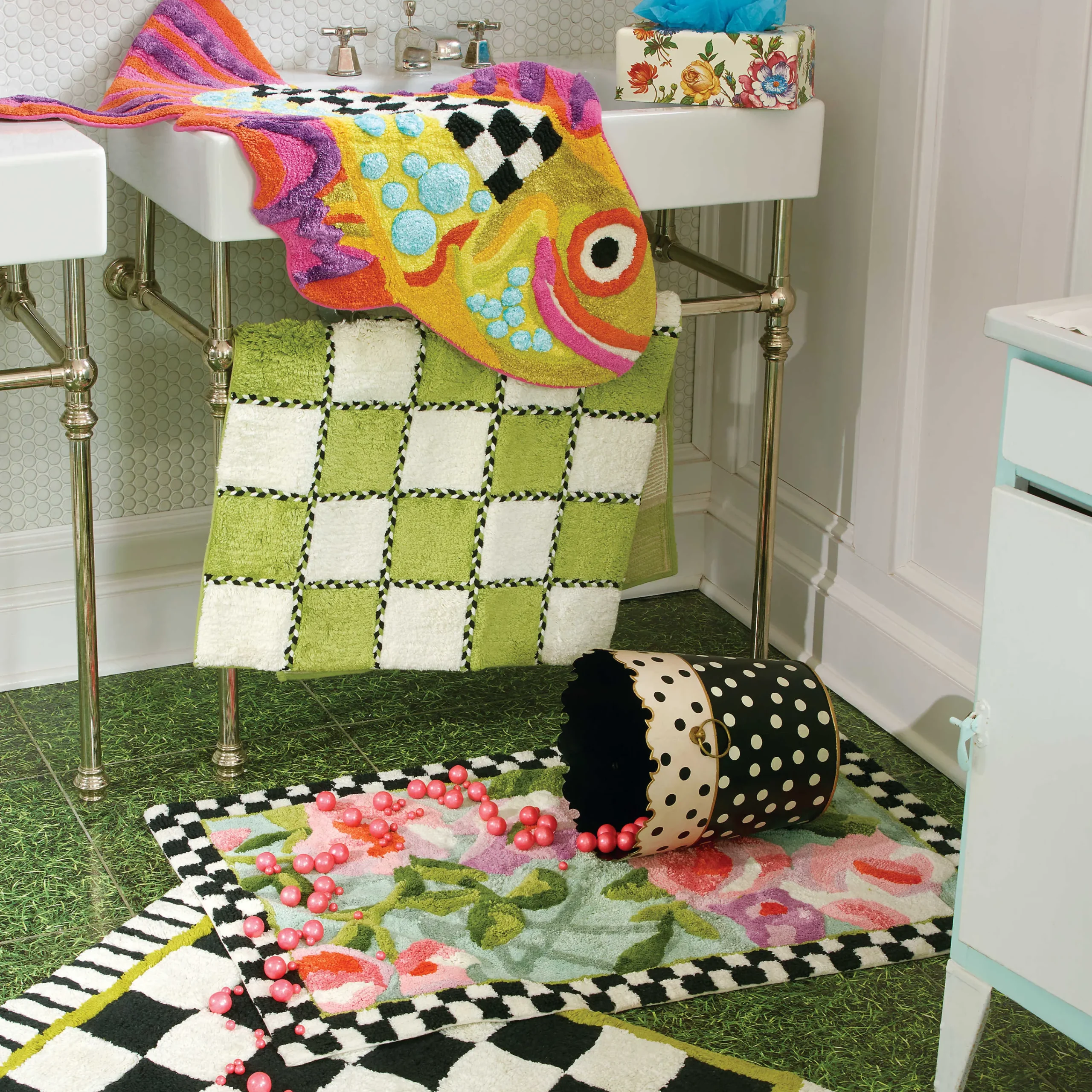 MacKenzie-Childs Chelsea Garden Bath Rug| Bath & Bath Accessories