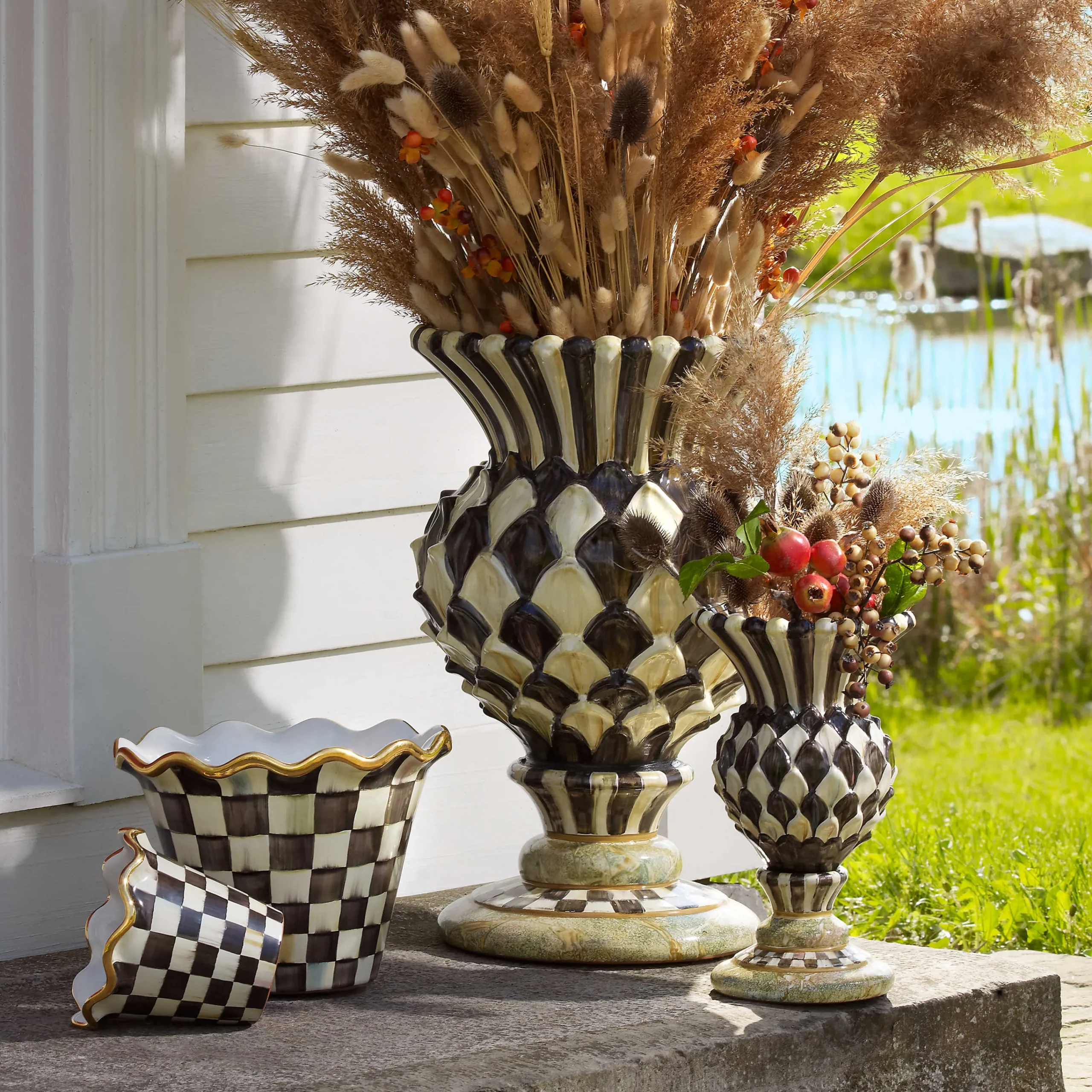 MacKenzie-Childs Cheltenham Ceramic Thistle Urn| Spring|The Fall Shop